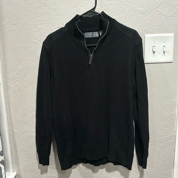 Oscar De La Renta Black Quarter Zip Sweater Size Large - Picture 1 of 6